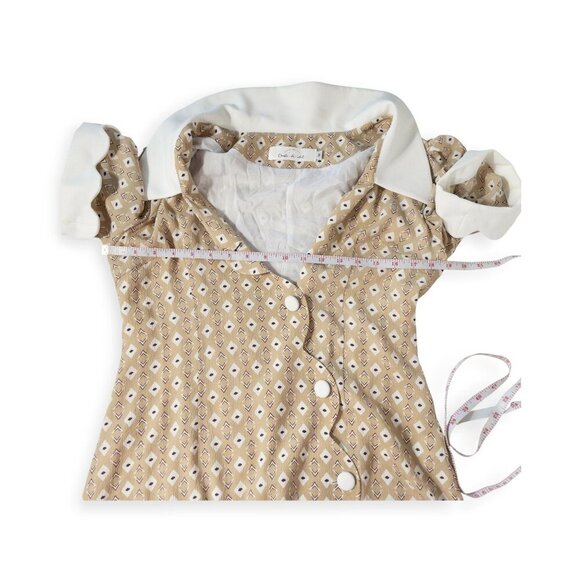 Quanta Du Soleil French Wide Collared Dress SZ M 36 EU Beige * missing button - Picture 8 of 11